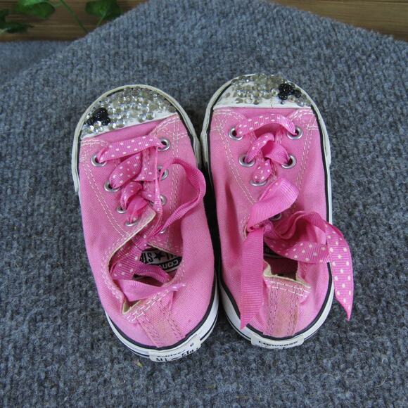 Converse Girls Sneaker All Star Sz T‎ 7 Medium Pink Fabric Lace Up - Picture 4 of 5
